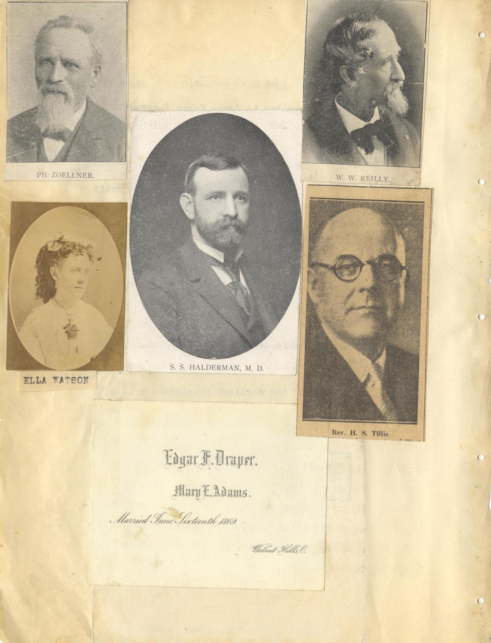 PH. Zoellner; W. W. Reilly; Ella Watson; S. S. Halderman; Rev. H. S. Tillis; Edgar F. Draper; Mary E. Adams (1869)