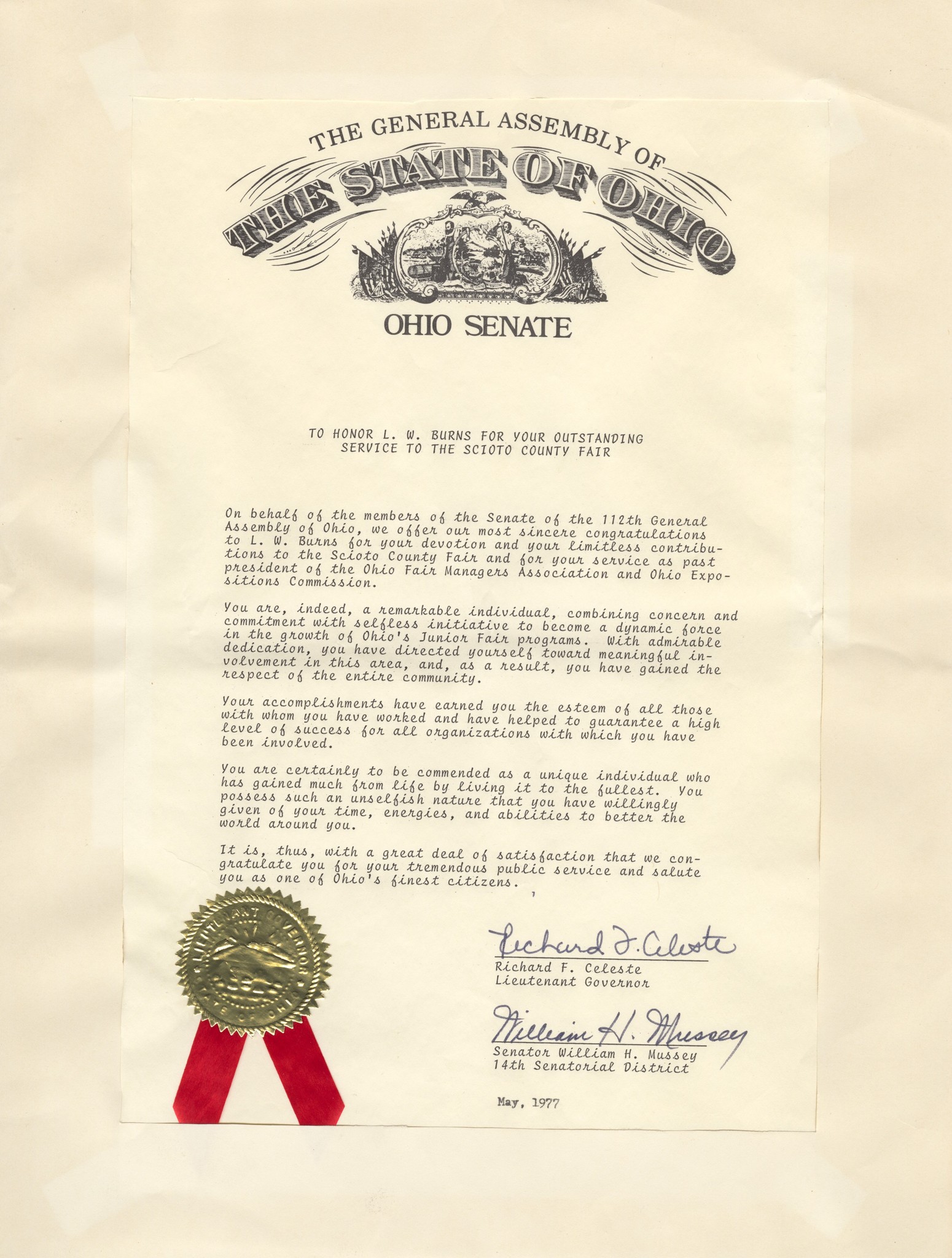 Cert. honoring L. W. Burns-Fair service.jpg