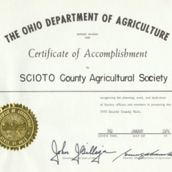 Oh Dept. of Agr. Cert. of Accom. to Sci. Co. Agri. Soc. 1974.jpg